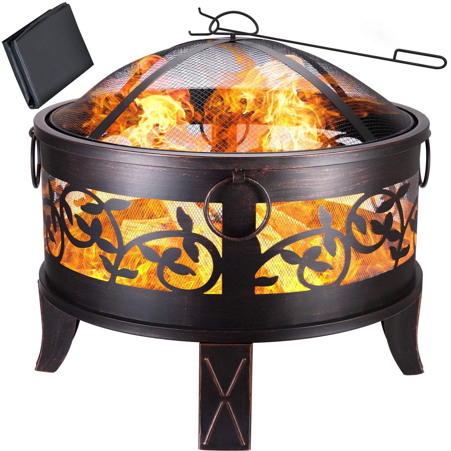 Brasero de jardin en acier rond Ø 66 cm noir et bronze