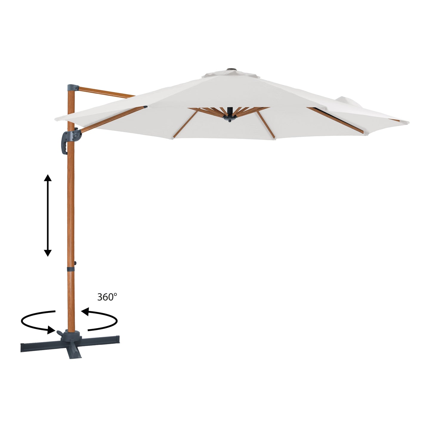 Parasol déporté Ø 300cm Aspect bois/beige