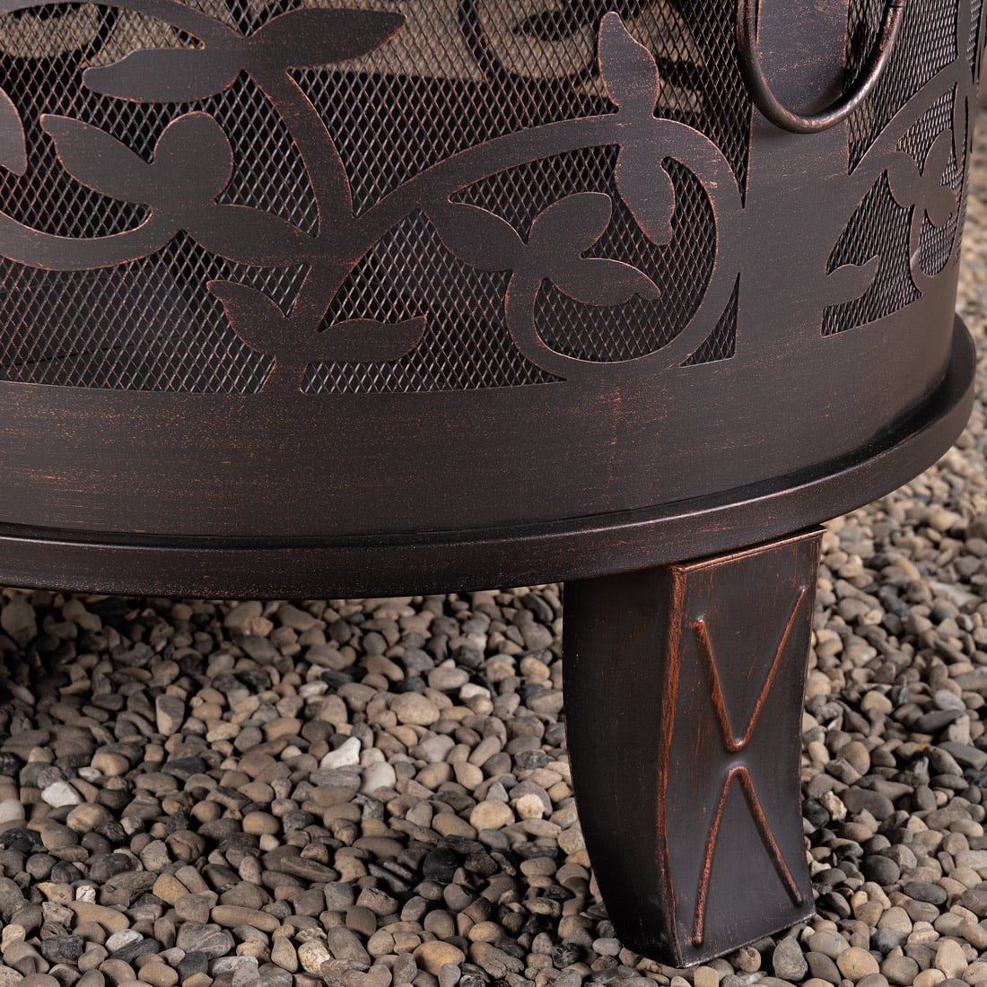 Brasero de jardin en acier rond Ø 66 cm noir et bronze