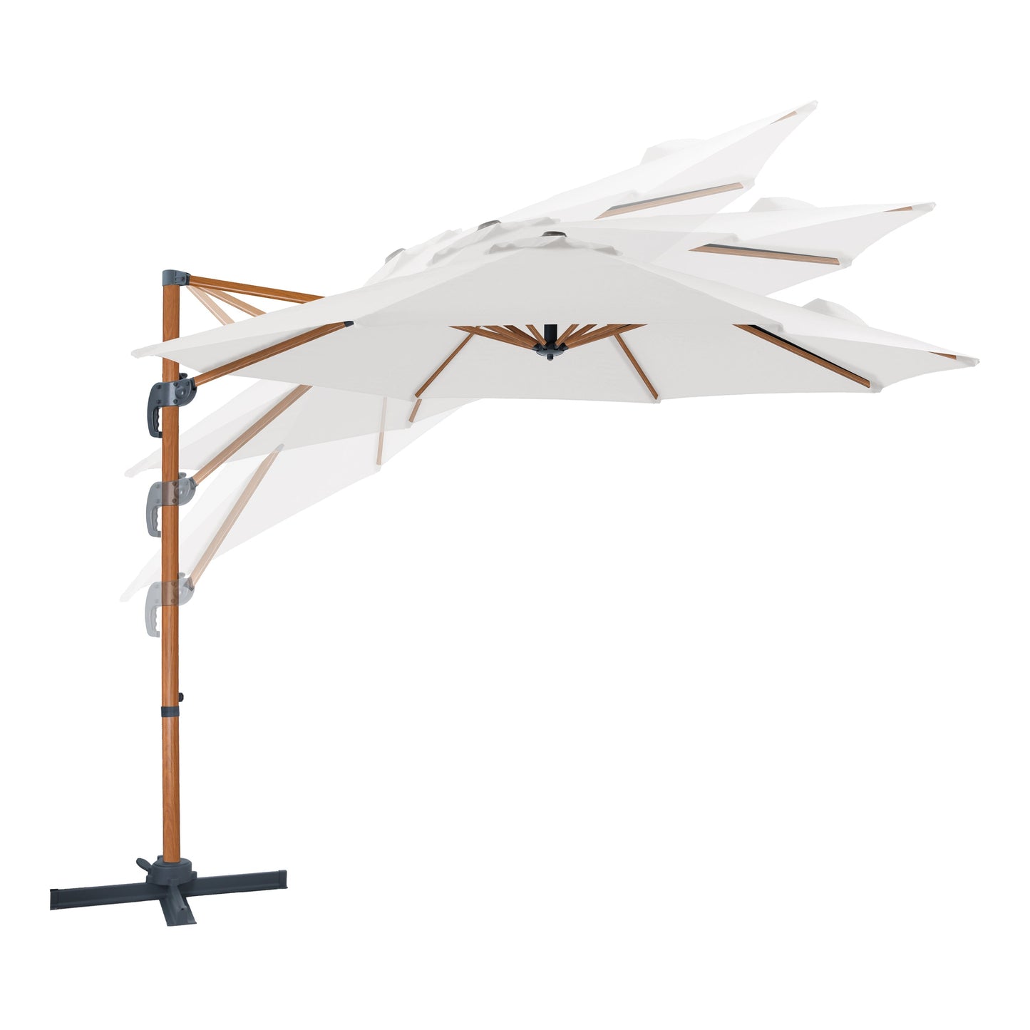 Parasol déporté Ø 300cm Aspect bois/beige