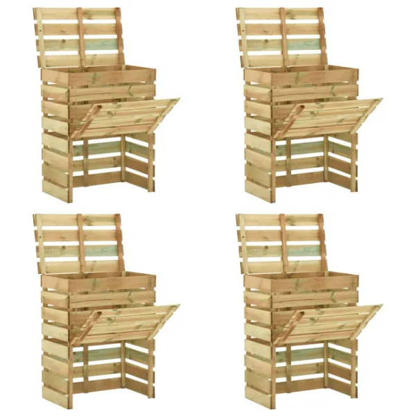 Bacs à compost, 4 pcs, bois de pin, 80x50x100 cm