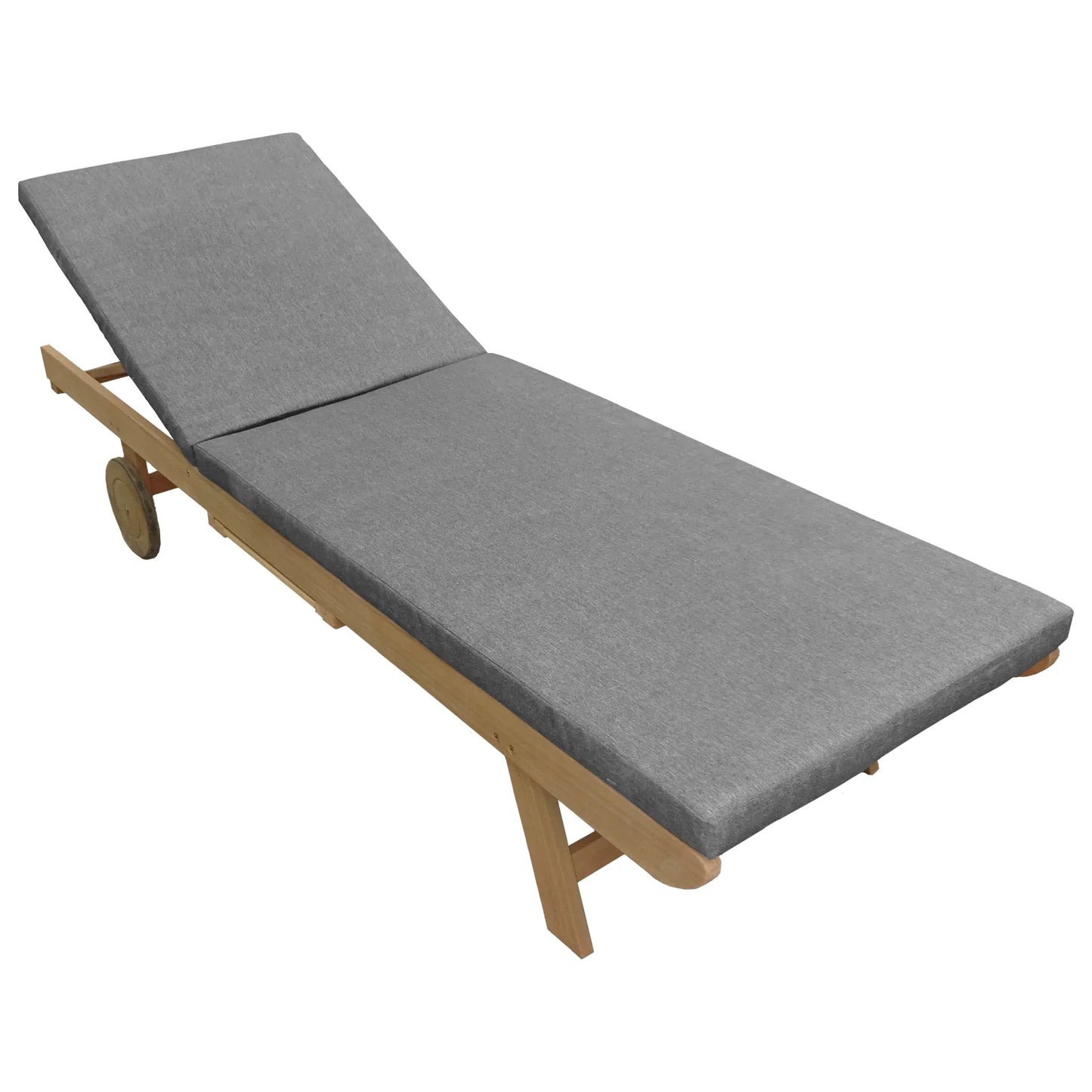 Bain de soleil pliant en acacia - coussin gris