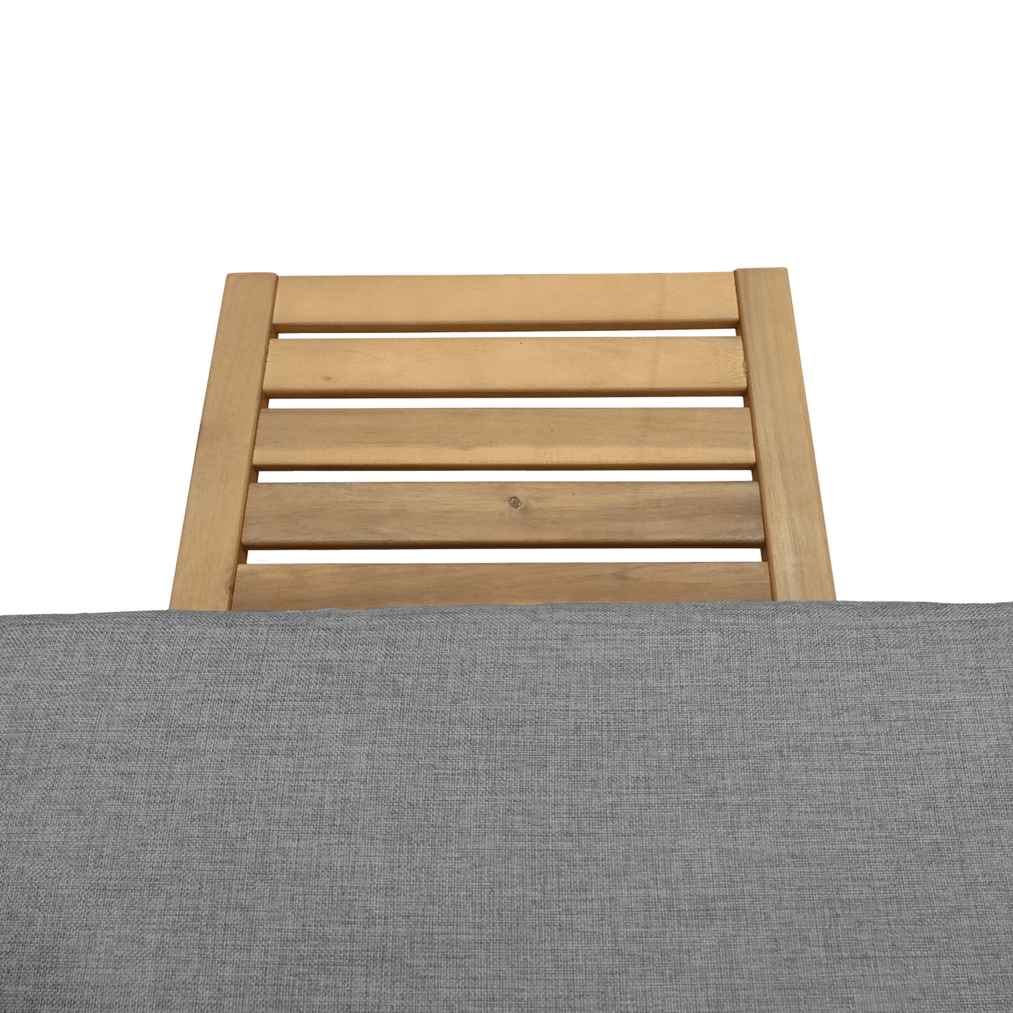 Bain de soleil pliant en acacia - coussin gris