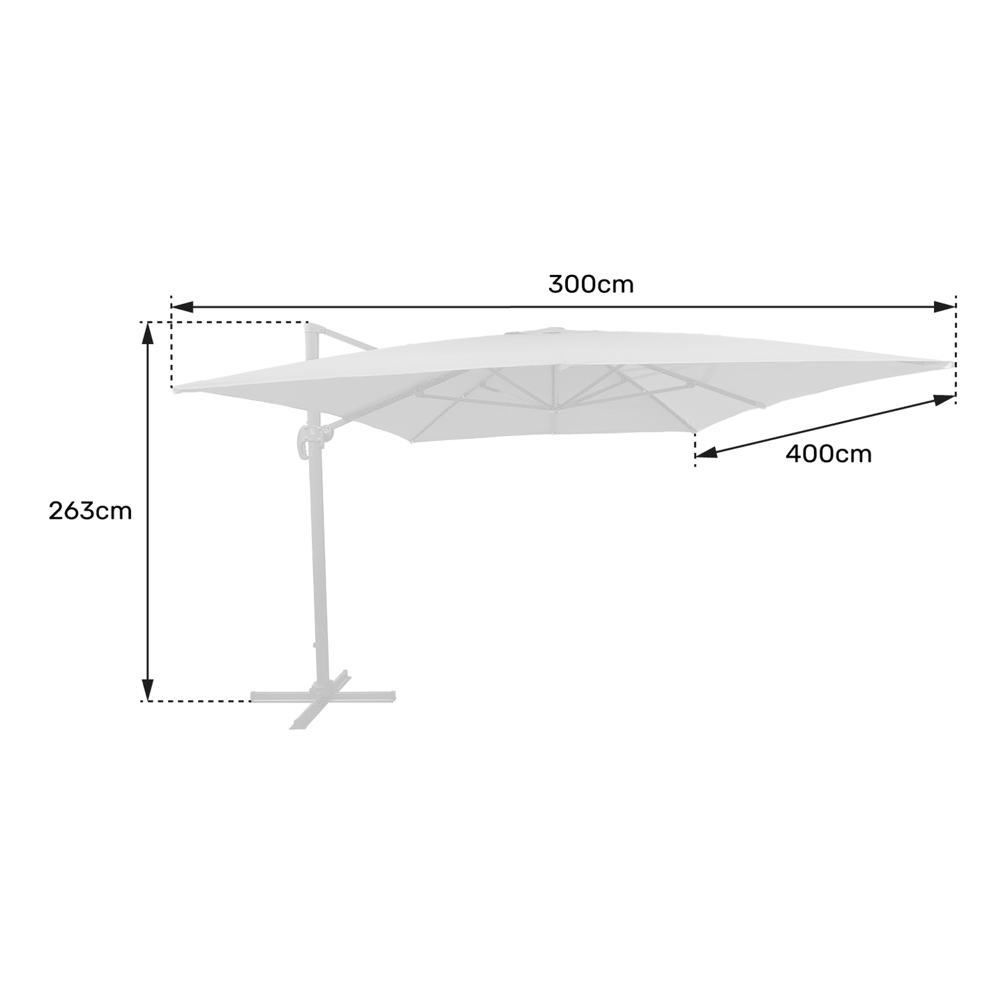Parasol déporté rectangulaire 3x4 m noir avec housse