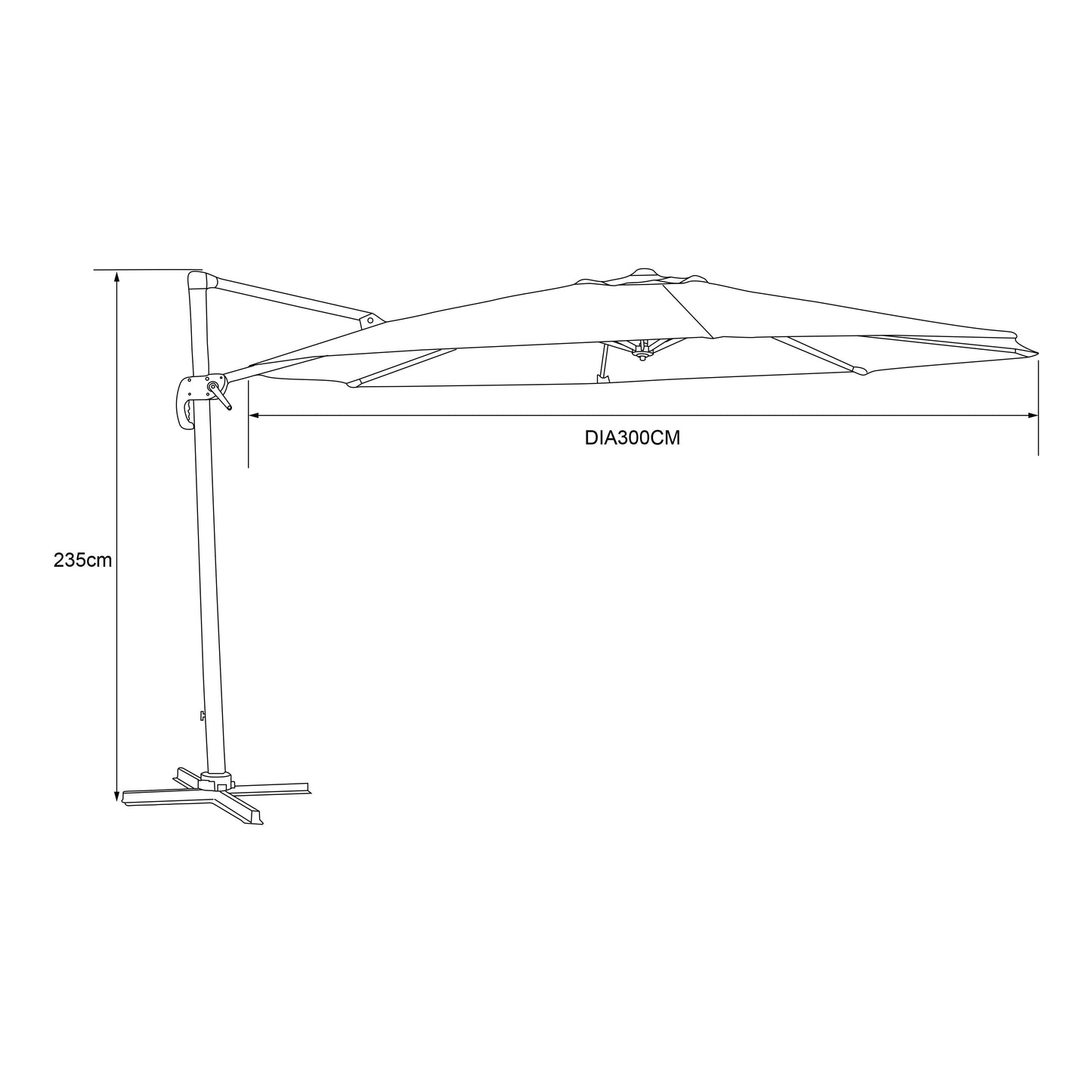 Parasol déporté Ø 300cm Aspect bois/beige