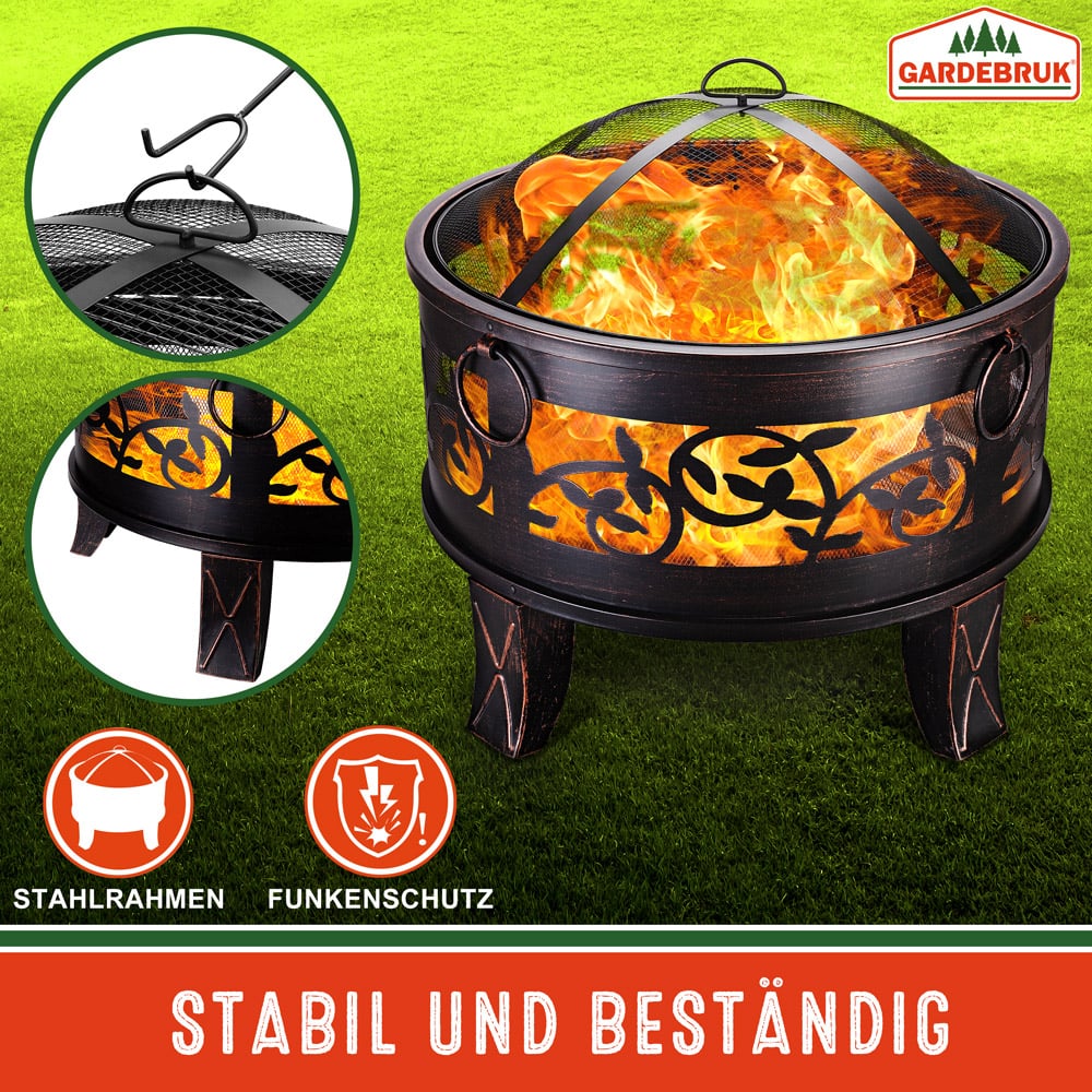 Brasero de jardin en acier rond Ø 66 cm noir et bronze