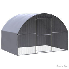 Poulailler enclos pour poules d'extérieur 3 x 2 x 2 m en acier galvanisé - Argent