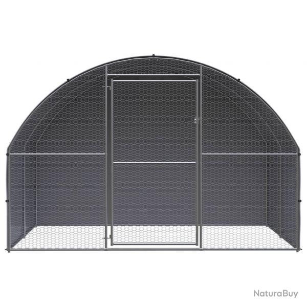 Poulailler enclos pour poules d'extérieur 3 x 2 x 2 m en acier galvanisé - Argent