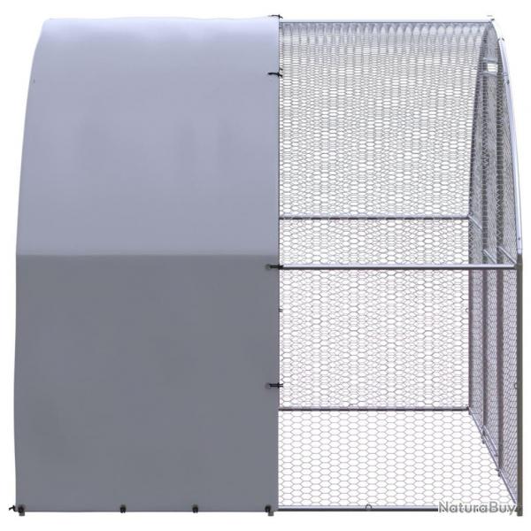 Poulailler enclos pour poules d'extérieur 3 x 2 x 2 m en acier galvanisé - Argent