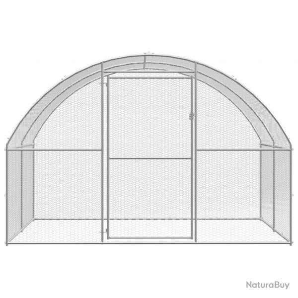 Poulailler enclos pour poules d'extérieur 3 x 2 x 2 m en acier galvanisé - Argent