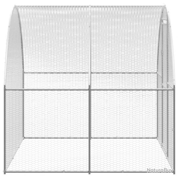 Poulailler enclos pour poules d'extérieur 3 x 2 x 2 m en acier galvanisé - Argent