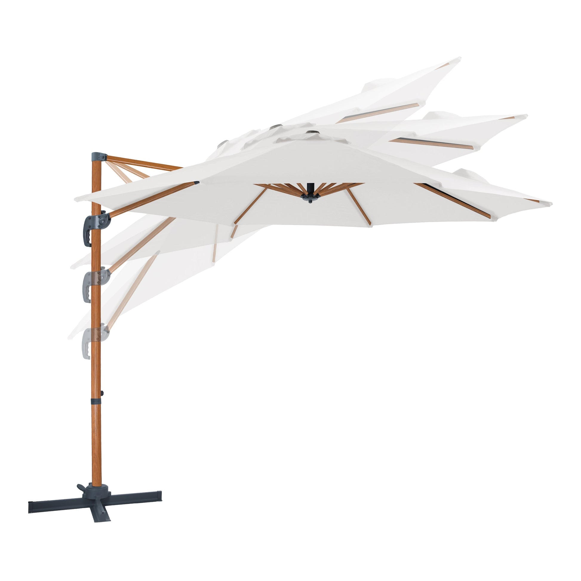 Parasol déporté Ø 300cm Aspect bois/beige