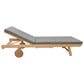 Bain de soleil pliant en acacia - coussin gris