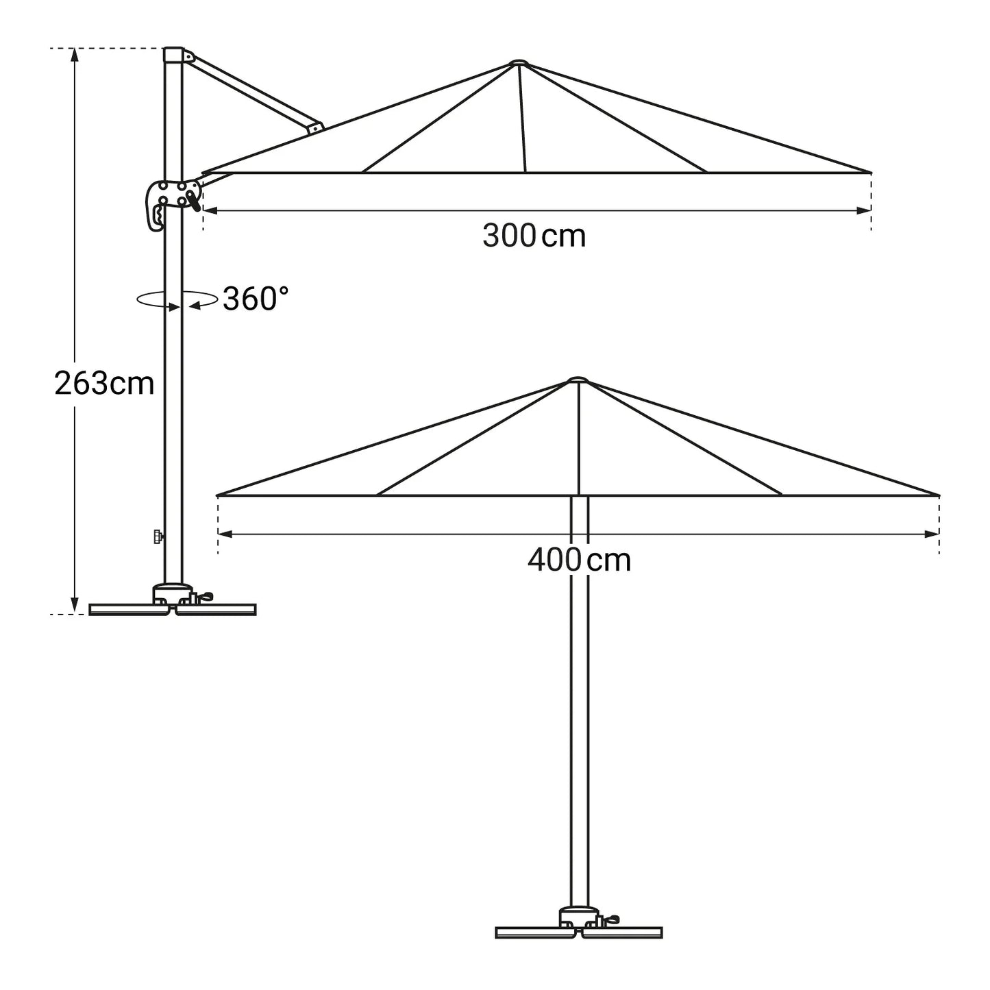 Parasol déporté rectangulaire 3x4m - Blanc
