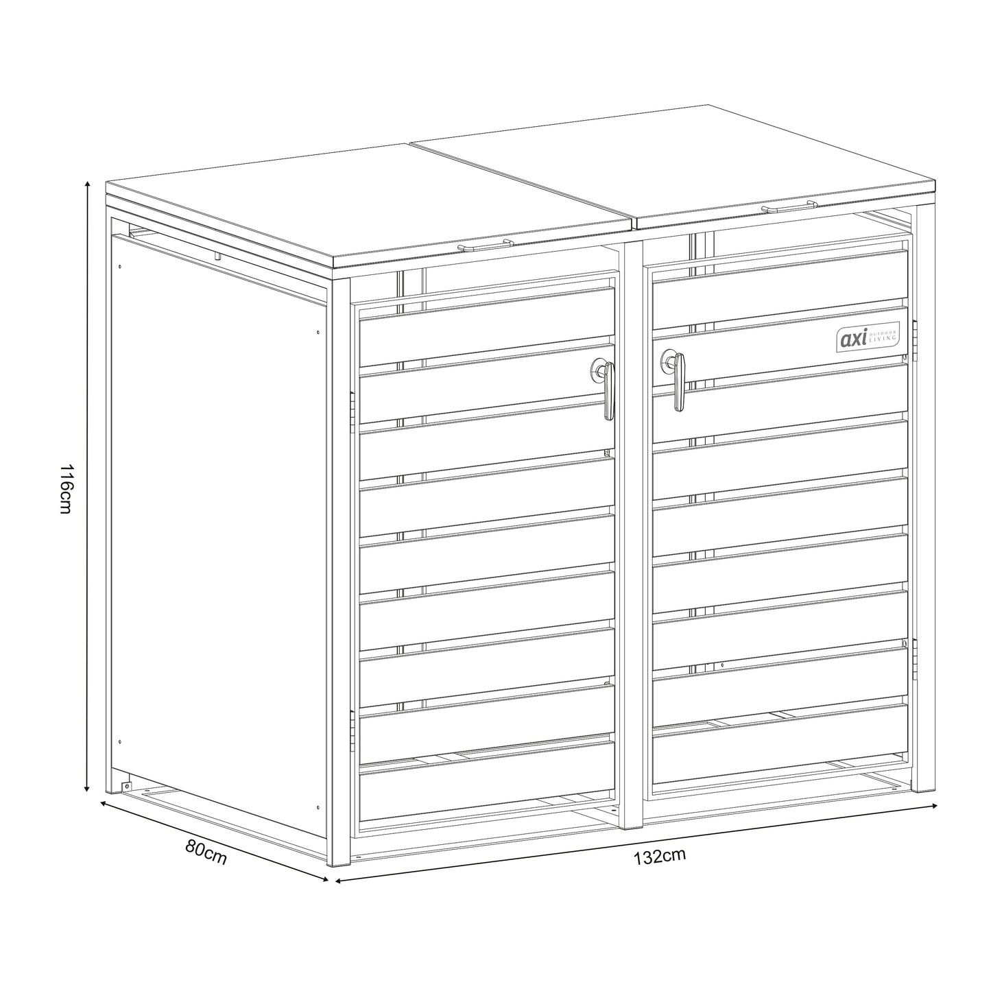 Cache poubelle en métal Anthracite/Effet Bois - 2 conteneurs