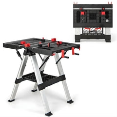 Établi Pliable avec Plate-Forme 2 en 1 - 2 Hauteurs Réglables